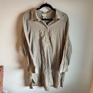 Gauzy & Airy H&M Green Button-Up Shirt Dress size Large